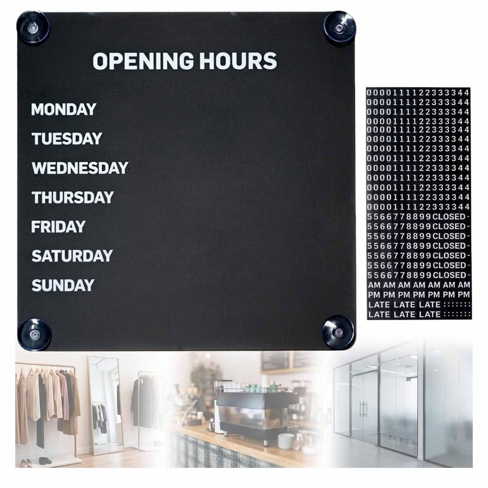 MObyat Metal Suction Cup Opening Hours Display, 10x10in Metal Suction Cup Opening Hours Display With Changeable Magnetic Numbers, Reusable Open Closed Schedule Sign Board, For Black