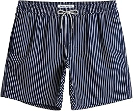 MaaMgic Men's Swimming Shorts 2-in-1 Quick Dry Briefs Lining for Beach Holiday Sport Surf 5.5, Dark Blue Fine Stripes, xxl