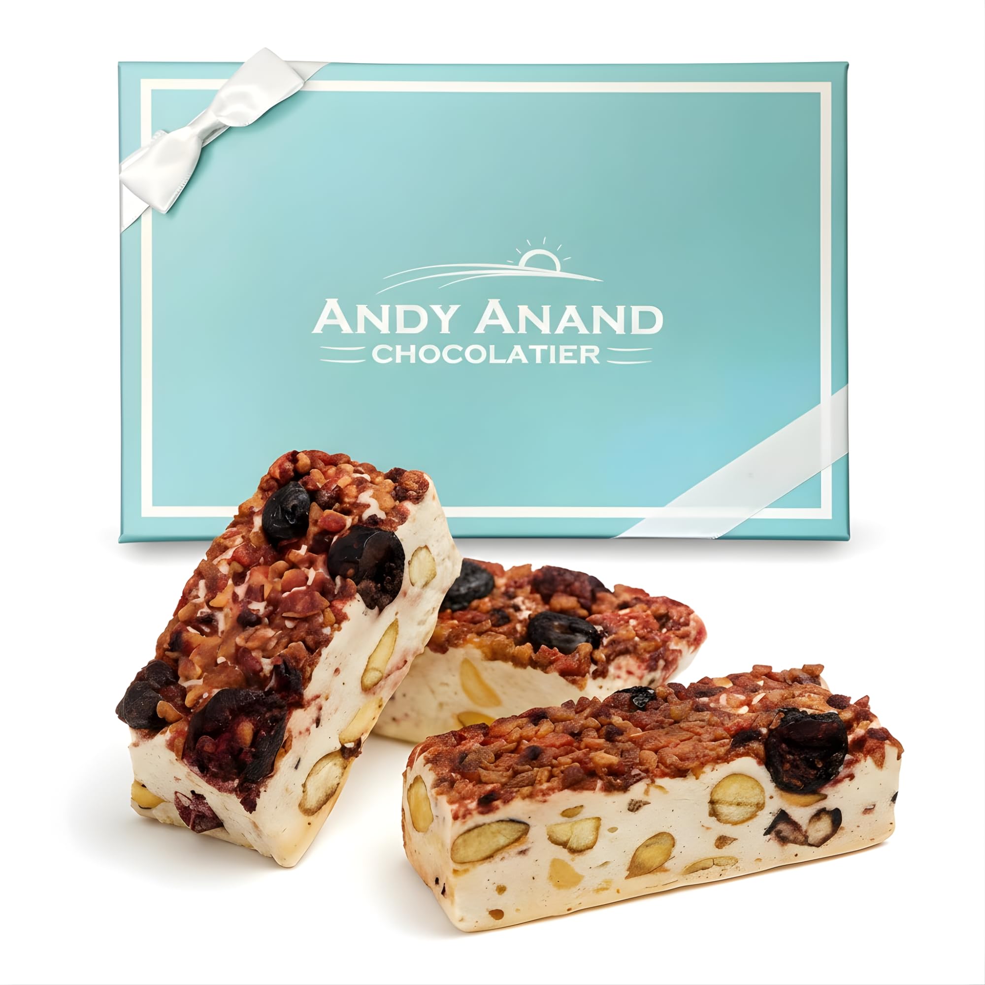 Gluten Free Soft Nougat Candy 7oz, Pack of 1 – French Almond Nougat with Red Fruits & Wildflower Honey, Artisan European Confection Flown from France