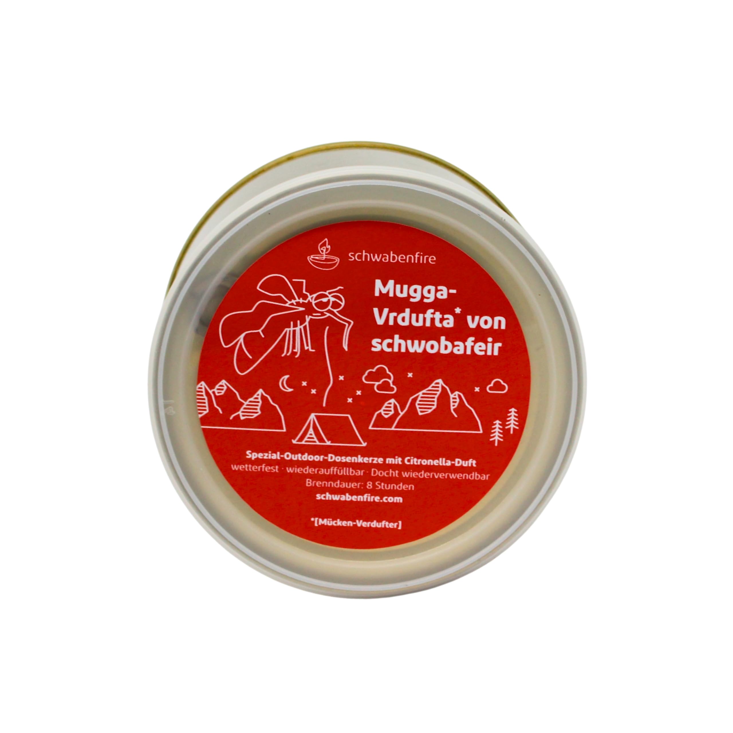 Schwabenfire Outdoor Kerze mit 100% natürlichem Citronella ÖL + 1KG Wachs Dosenkerze Kerzabix Reisekerze Camping Kerzen Geschenke für Frauen Windlicht Großekerze Großes Teelicht Schwabenfeuer