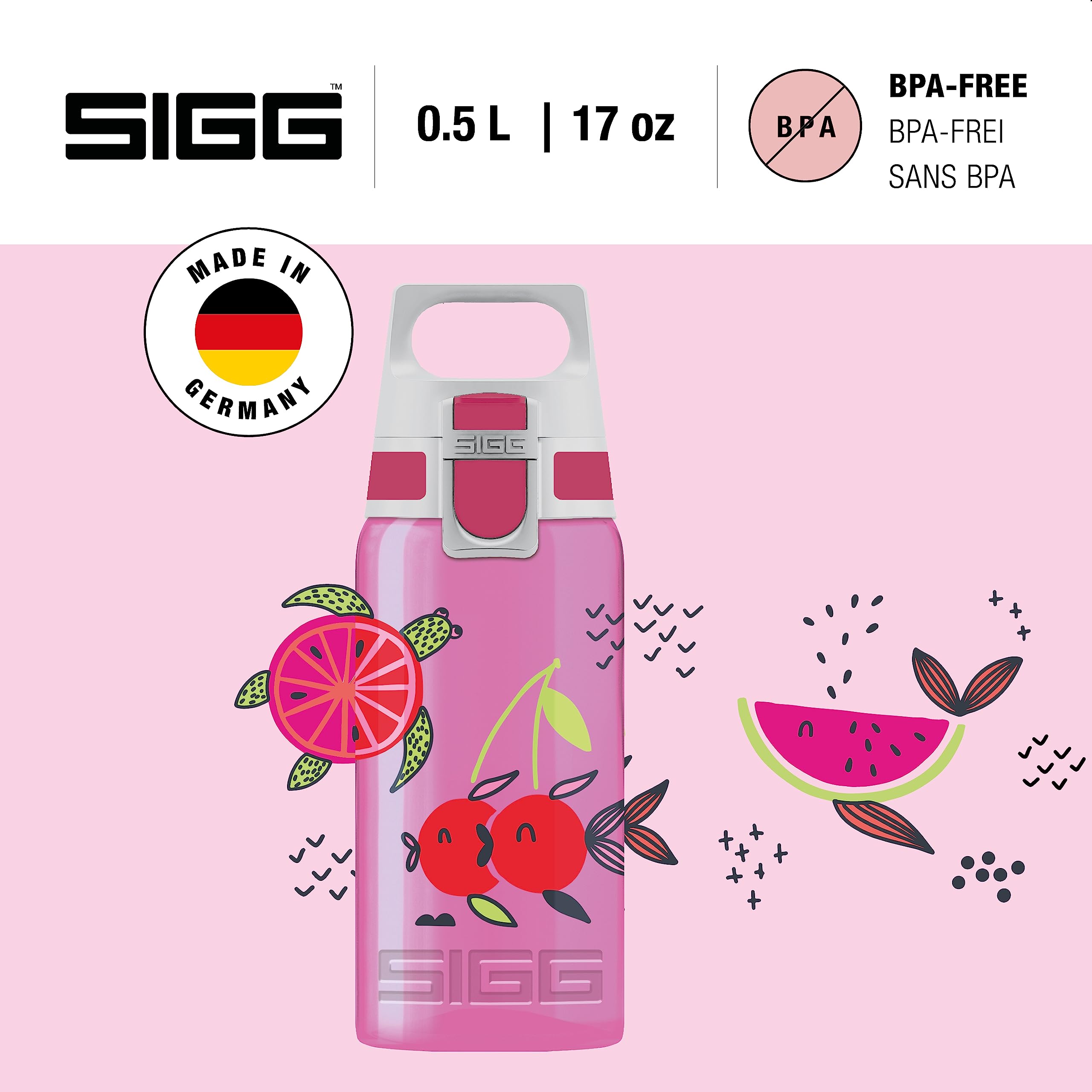 Sigg, Sports Water Bottle For Kids, Viva One Swimming Fruits, Suitable For Carbonated Drinks, Leakproof, Dishwasher Safe - Image 2
