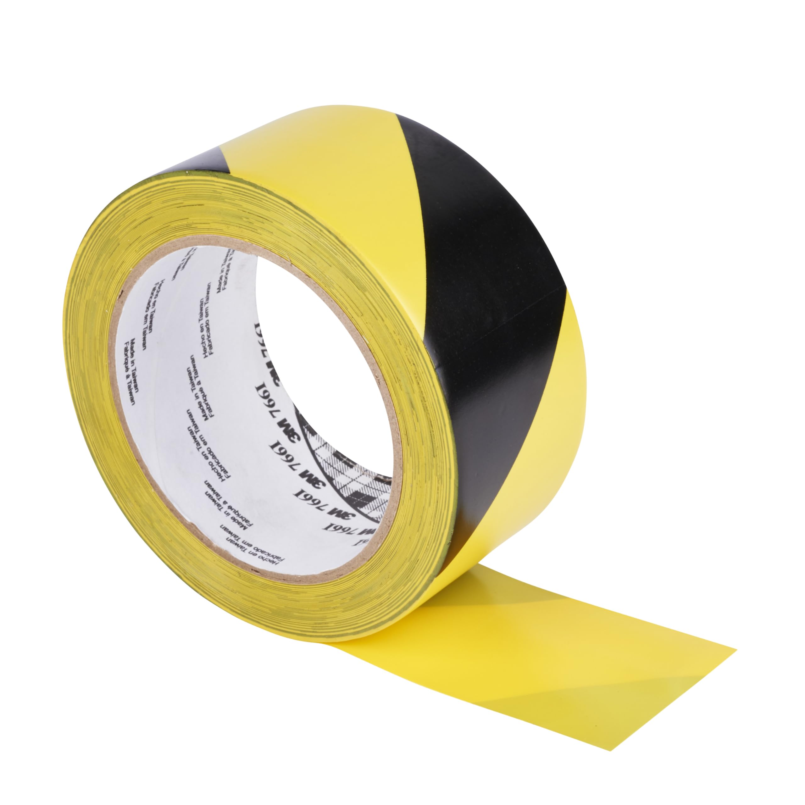 3M Gefahren-Markierungs-Klebeband 766i, Gestreiftes Warnband zur Boden- und Sicherheitsmarkierung mit PVC-Träger in Schwarz-Gelb, 50mm x 30m, 0,13mm