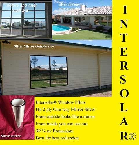 Miniatura 2 de Intersolar Película de ventana tintado plateado espejo unidireccional residencial comercial 60" x 10 pies