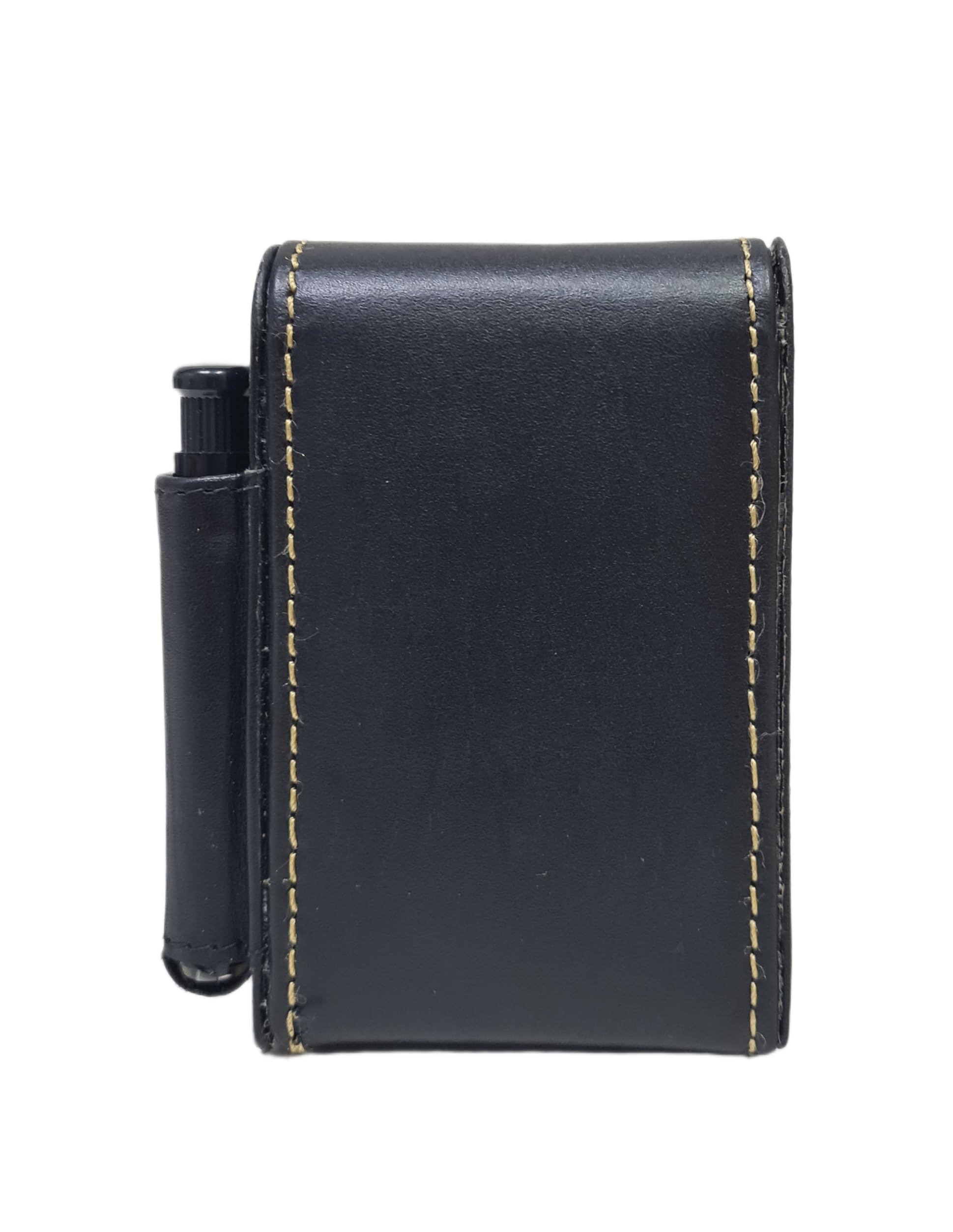 Portasigarette in Vera Pelle con Porta Accendino, Dimensioni 10,5x7x3 cm, con Scatola Regalo Sigarette Normali e Lunghe Art. 2318 (NERO)