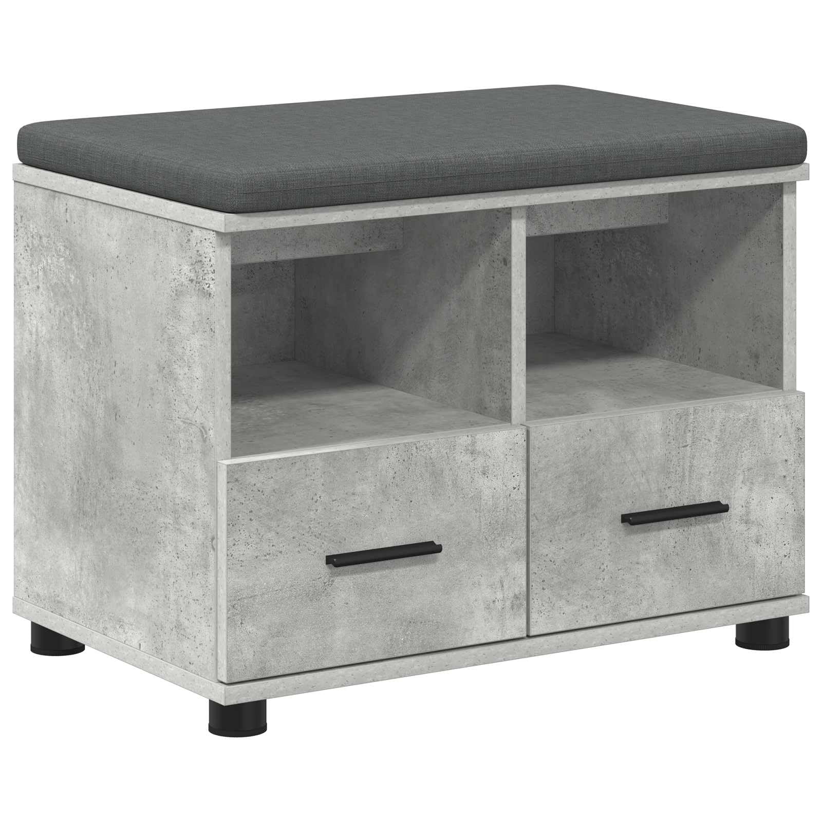 Banc de couloir en béton gris 60 cm avec rangement pour entrée