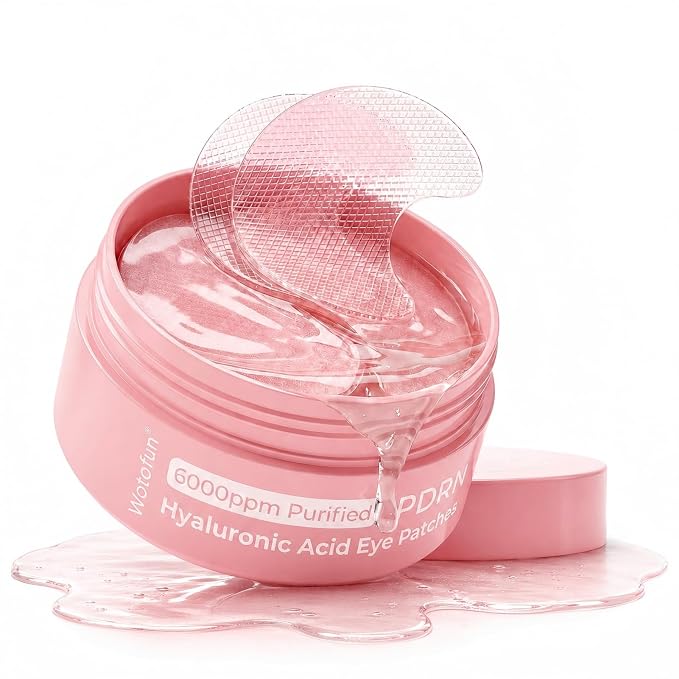 PDRN Under Eye Patches for Puffy Eyes & Dark Circles with Peptide, Niacinamide & Collagen, Hydrating Eye Mask for Rejuvenating & Nourishing, Travel Essentials 60 Count, Korean Skin Care