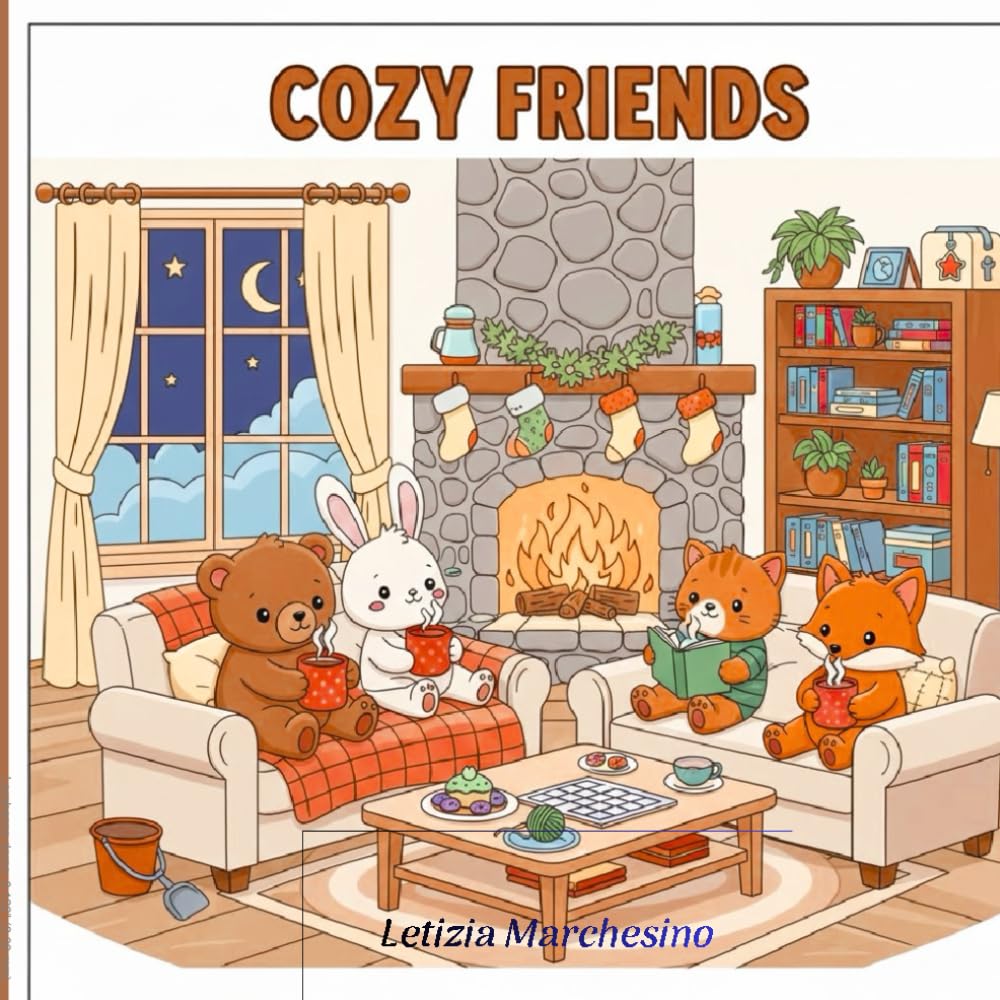 cozy friends: Libro da colorare per adulti e adolescenti con personaggi animali super carini con disegni facili e semplici per rilassarsi