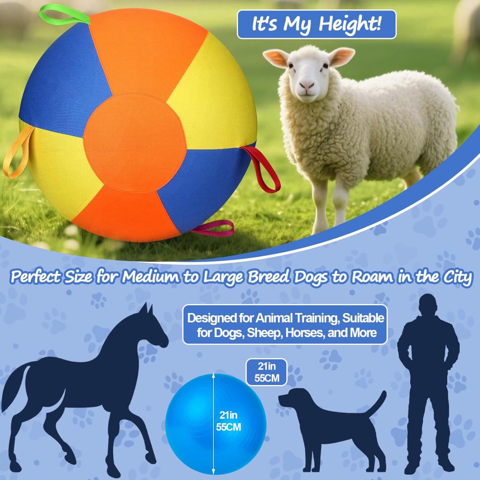 Juguete para Perro de Pastoreo Juguete Interactivo Calmante para Mascotas | Pelota de Perro Calmante con Asa para Perros Pequeños, Medianos, Grandes, Masticadores, Exterior, Jardín