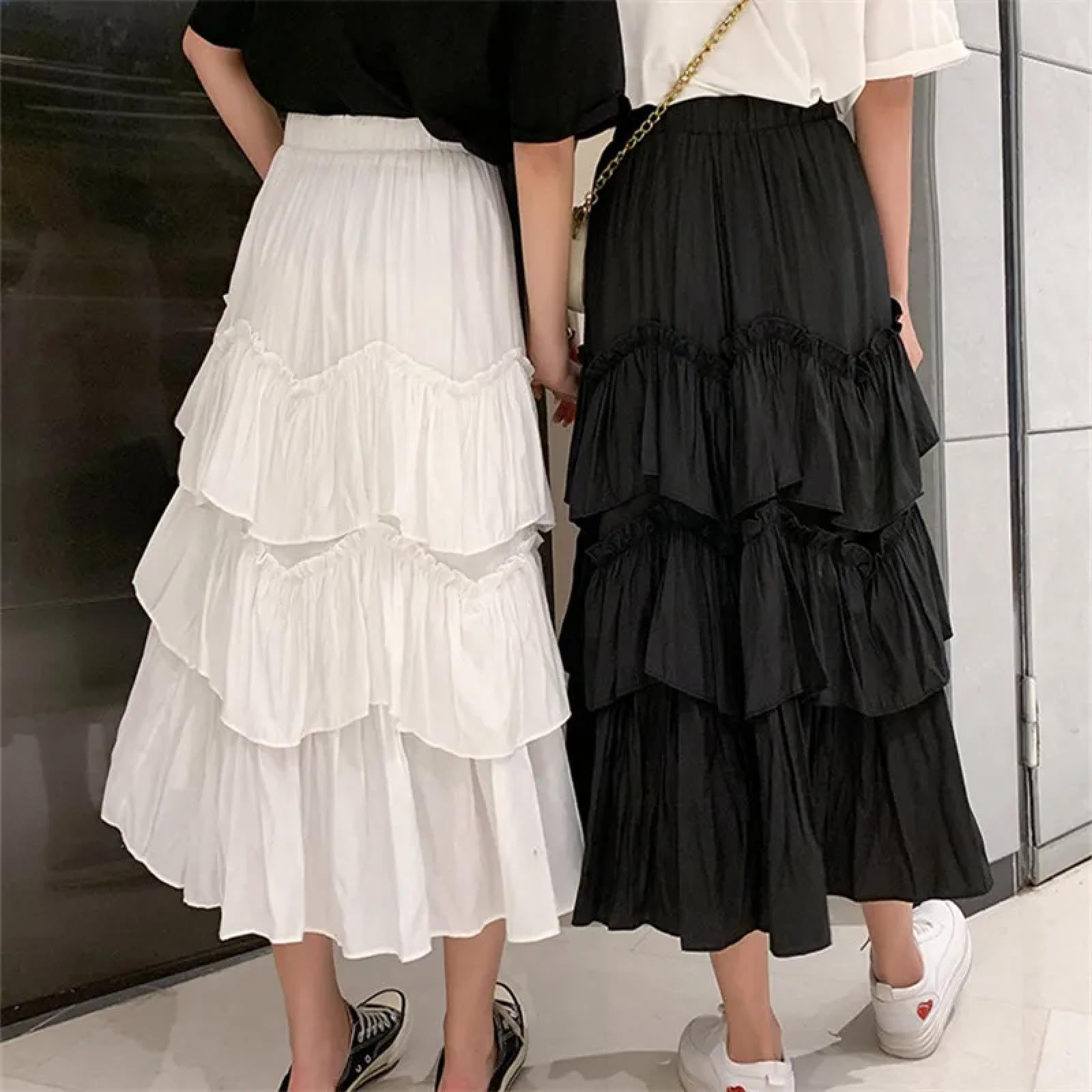 Faldas De Tubo Mujer Vestido De Cintura Alta Faldas Largas Negras para Mujer Falda Plisada De Estilo De Moda De Retazos