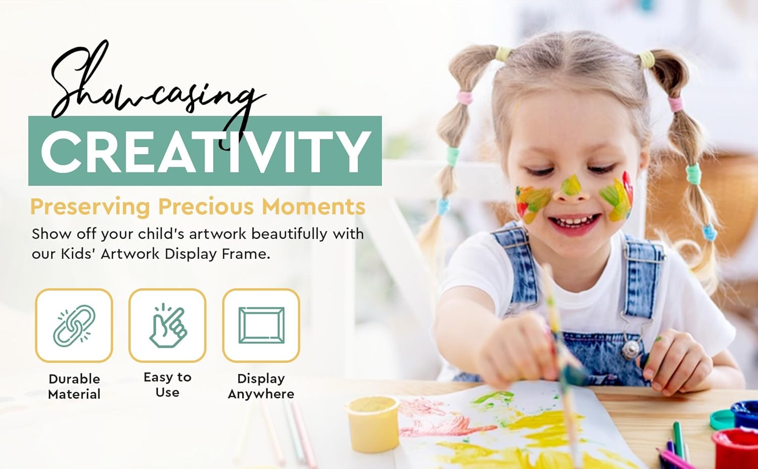 [2-Pack] Swell Essentials - Kids Artwork Display Frames Changeable, A4 Frames for Kids Artwork, Front Opening Picture Frames, Home Decor - Black