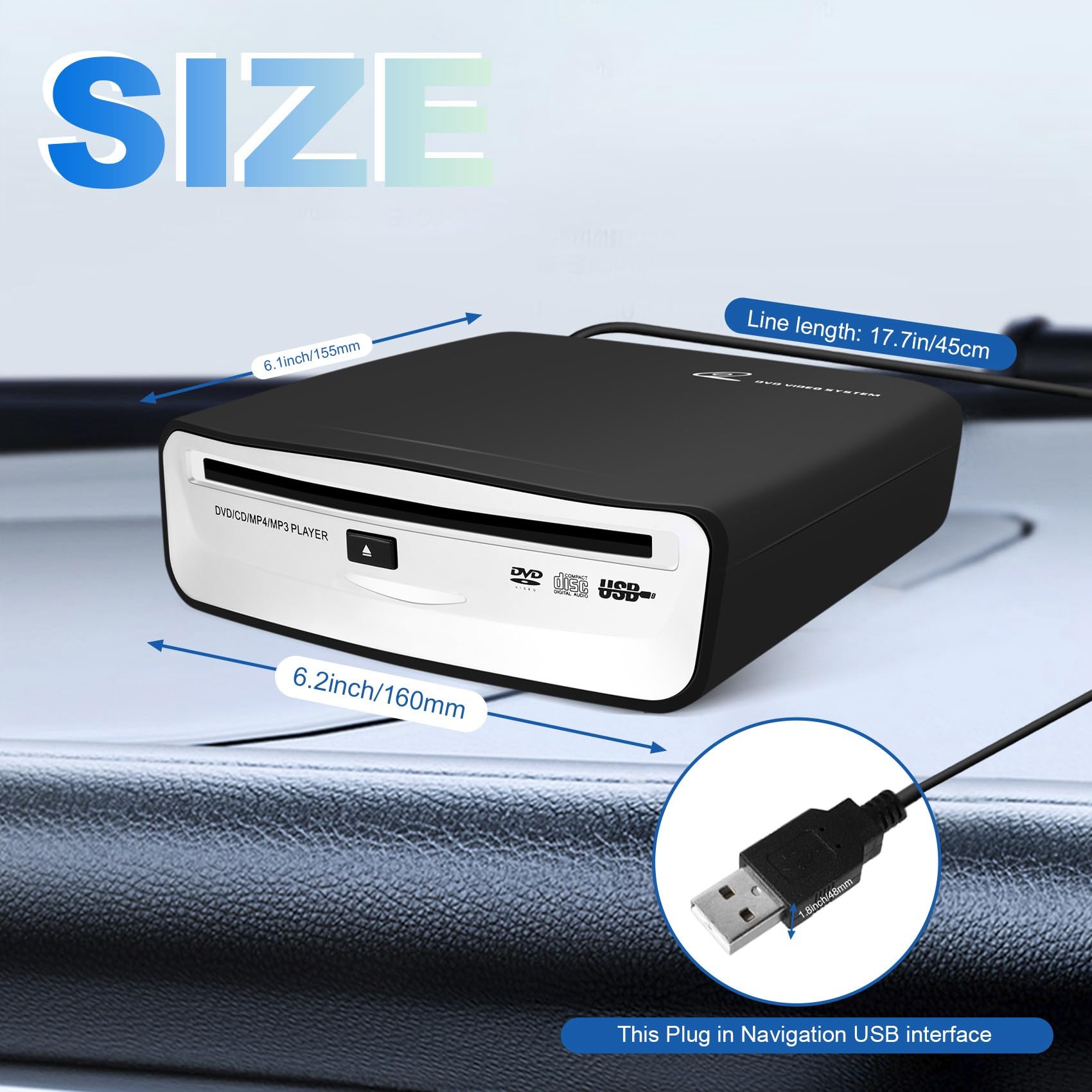 USB 2.0-Schnittstelle Autoradio CD/DVD Dish Box Player Externe Stereoanlage für Android