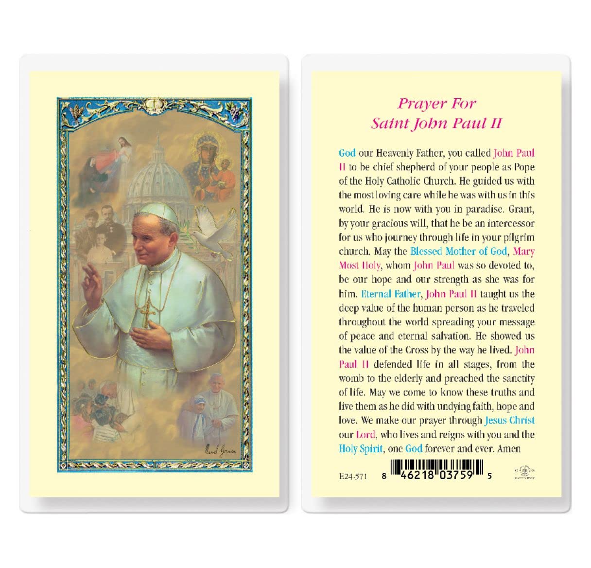 Prayer for St. John Paul II Laminated Holy Cards, 25-Count Value Pack