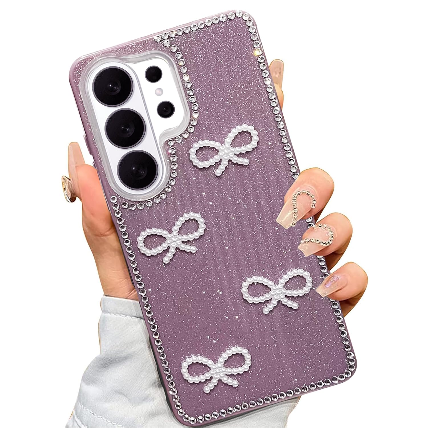 DIZORO for Samsung Galaxy S26 Ultra 5G case,Cute Bow Tie Aesthetic Phone Case,Trendy Slim Hard IMD Shockproof Protective Bumper Designer Phone Back Cover for Women Girls - Wine-image-4