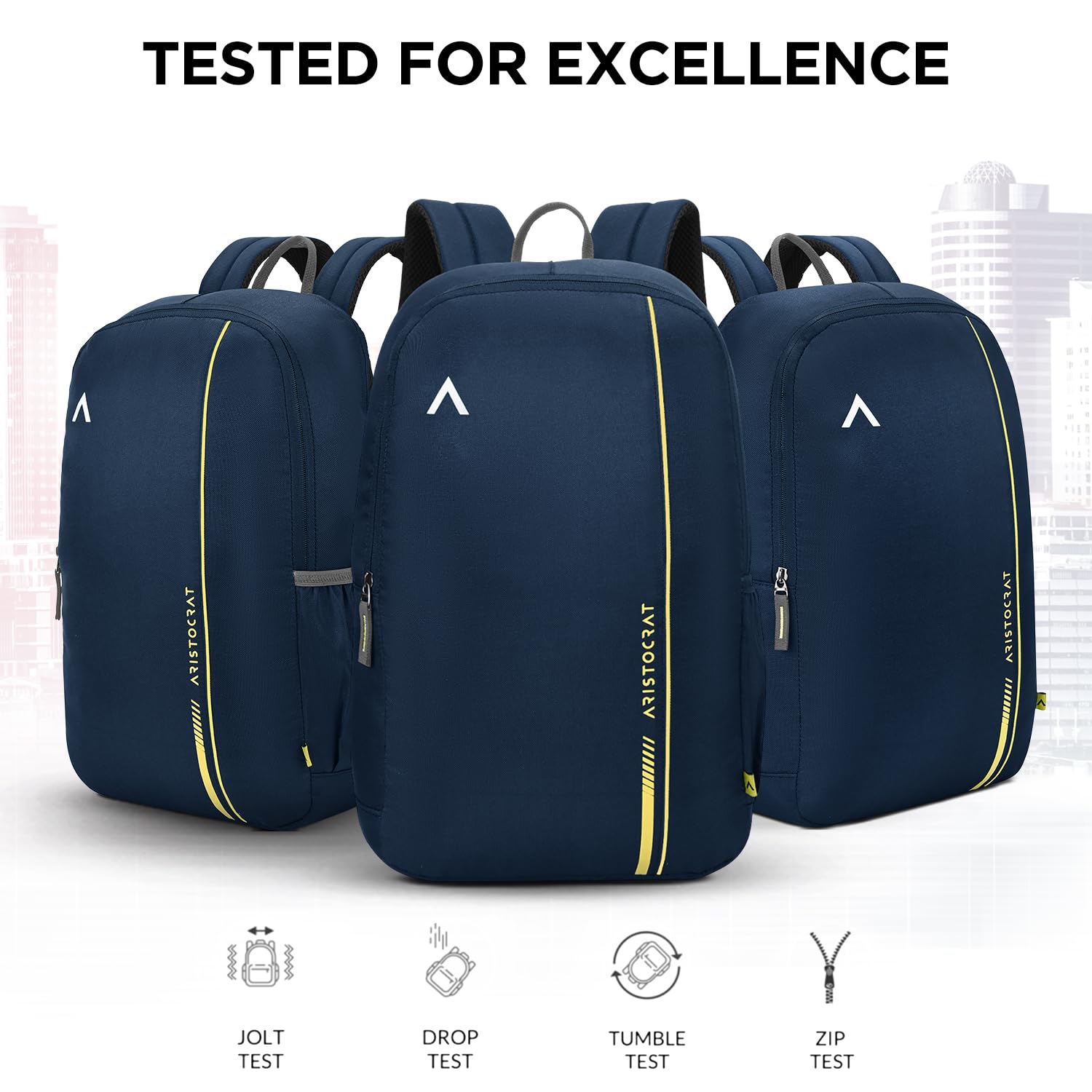 Aristocrat Nova 15L Laptop Backpack for Men & Women with Bottle Pocket | Padded Shoulder Straps, Multi Compartments | Travel & College Bag | Dark Blue 4
