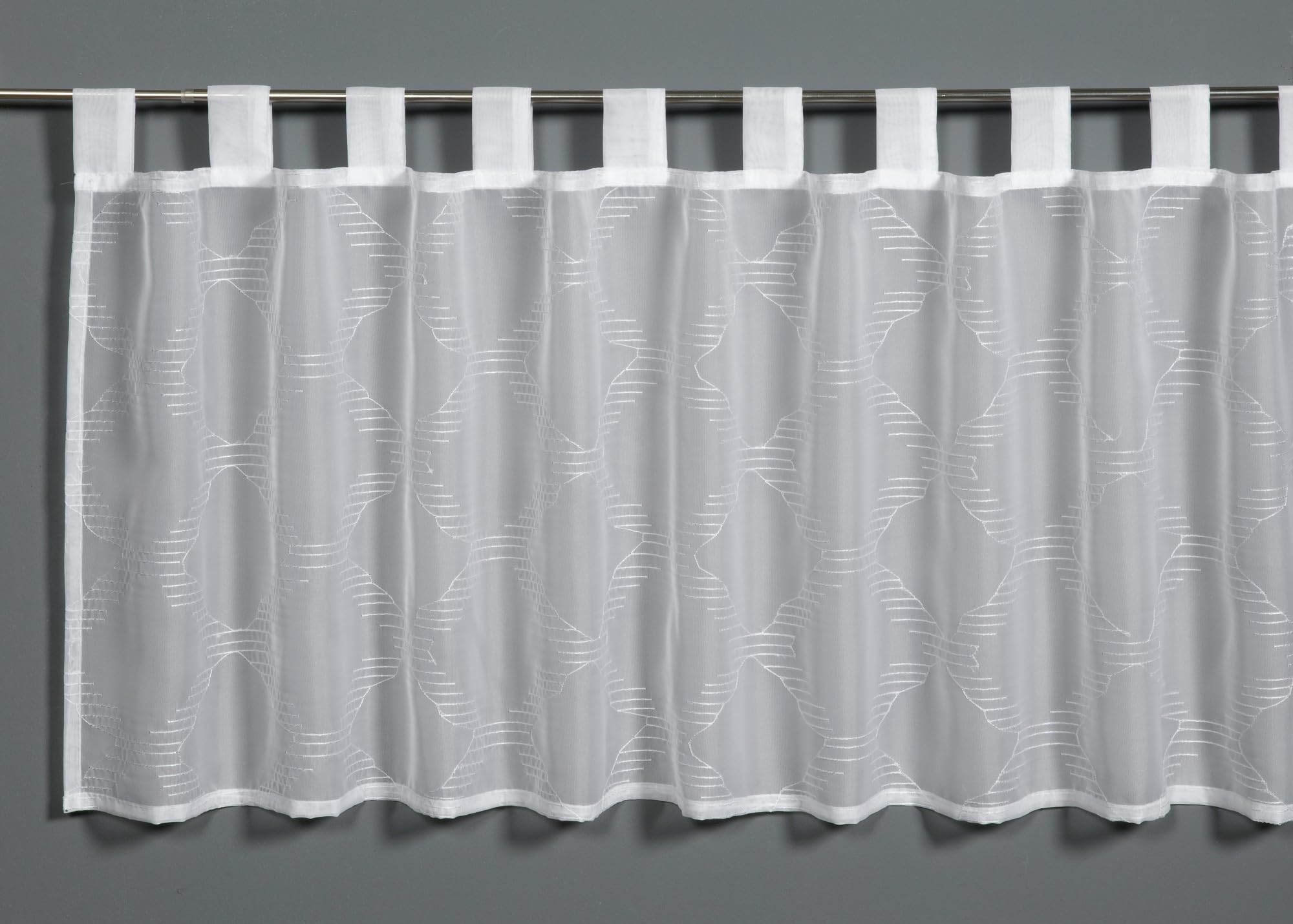 Gardinia Bistro Curtain Voile Embroidery Checked White 140 x 48 cm