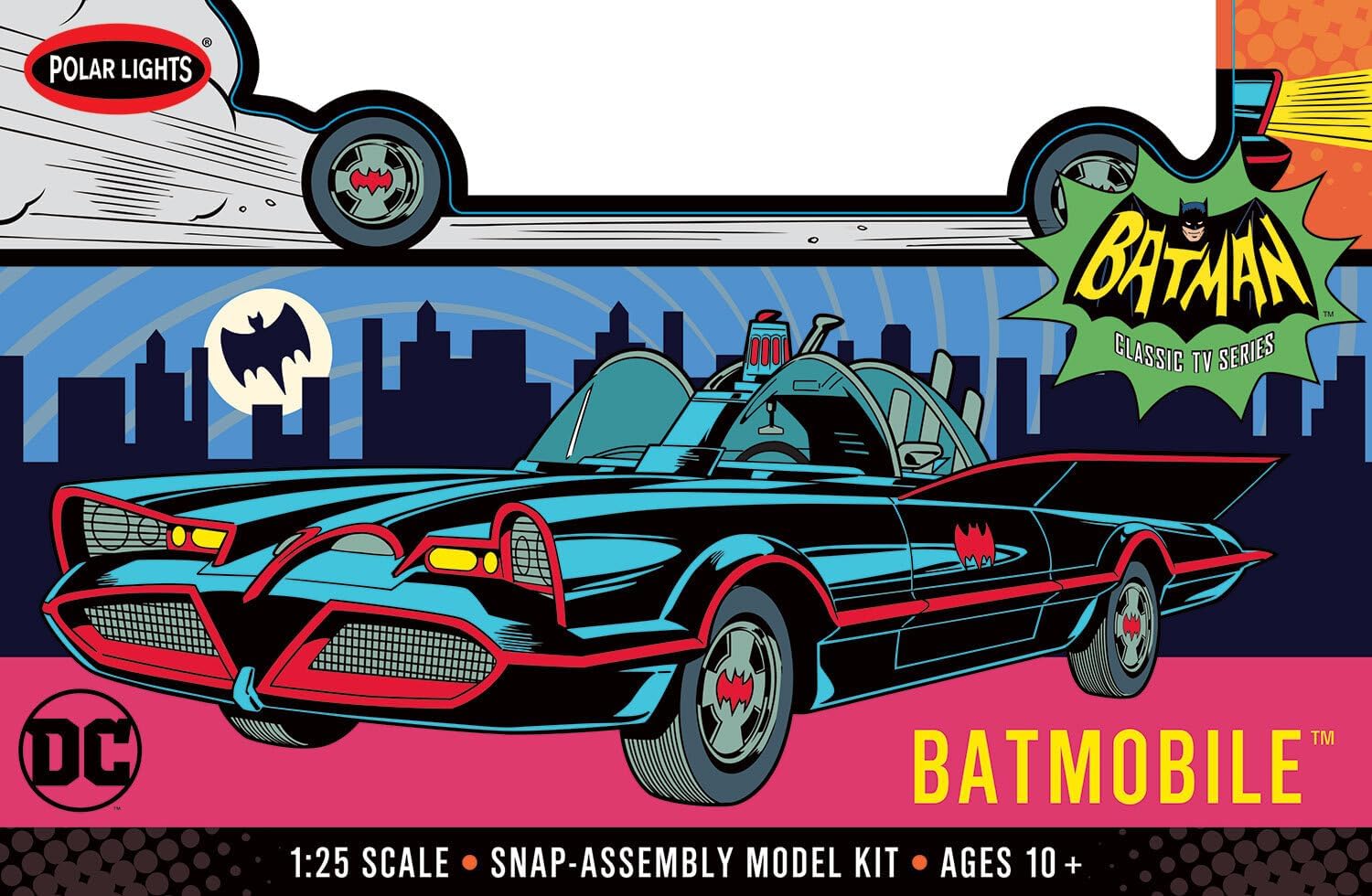 Polar Lights 1966 TV Batmobile Model Kit 1:25 Scale – SNAP Together, Pre-Painted Body, No Glue or Paint Needed