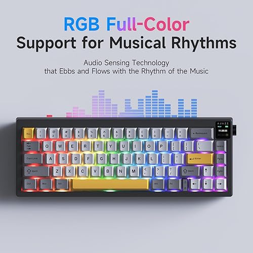 Miniatura 6 de NACODEX 308I - Miniteclado inalámbrico con Bluetooth, diseño compacto con 84 teclas redondas, estilo retro, teclado portátil para computadora con