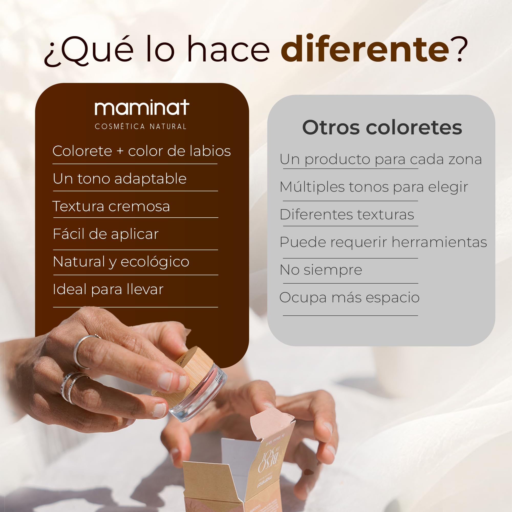 Colorete en Crema y Color Labios 10g - Beso de Sol Multifunción