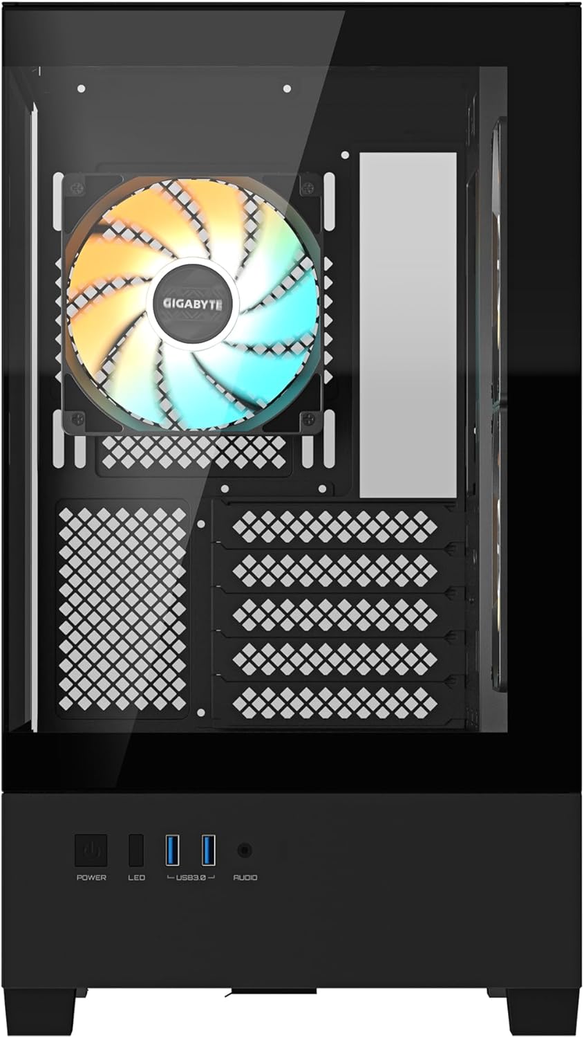 GIGABYTE C201 Panoramic PC Case - Mid Tower, m-ATX, 360mm Radiator Support, 3 Pre-Installed Fans, USB 3.0, Support RGB Fusion