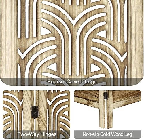 Miniatura 3 de Babion Divisores de habitación de 4 paneles divisor de habitación de madera tallada para el hogar pantallas de privacidad plegables separadores de