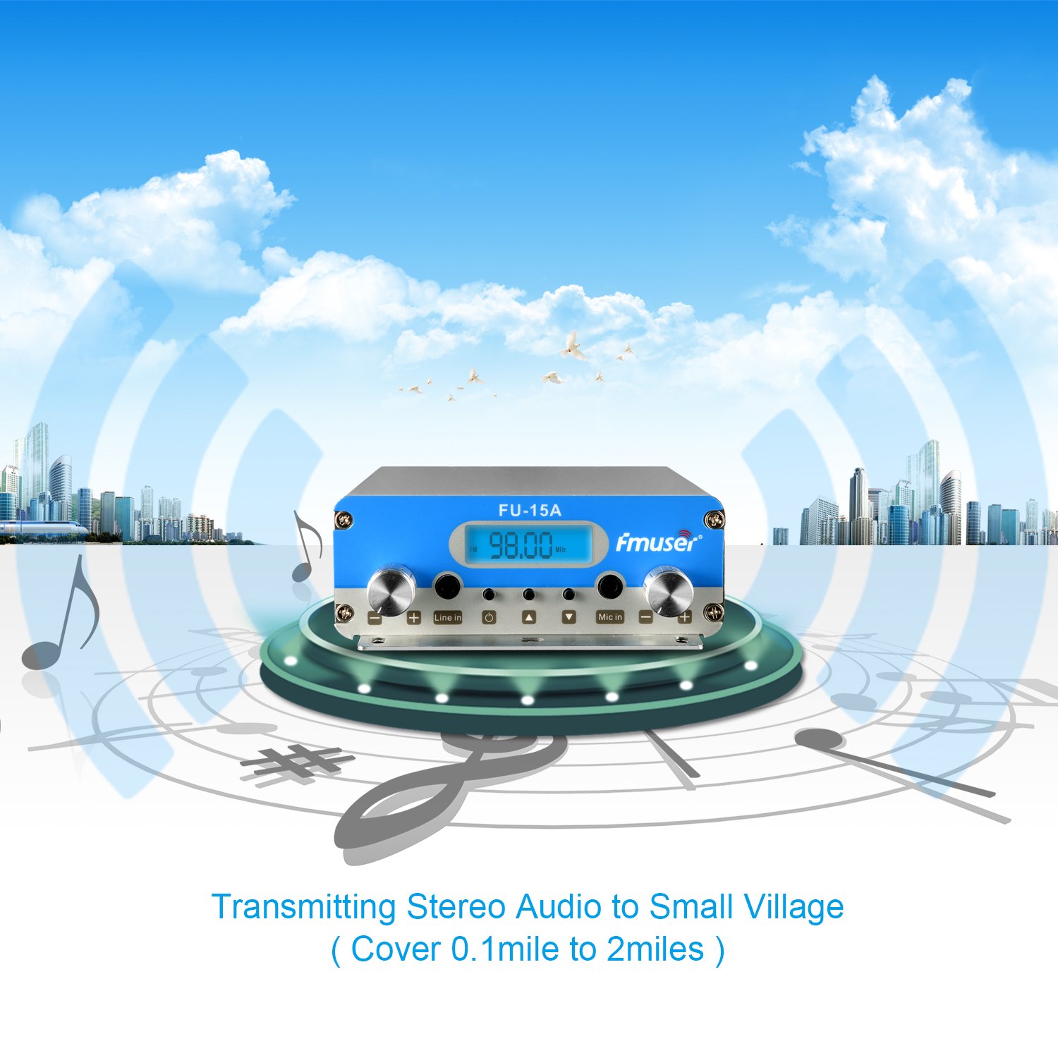 Buy FMUSER FU15A 1W/15W PLL FM Stereo Transmitter, Two Power Levels