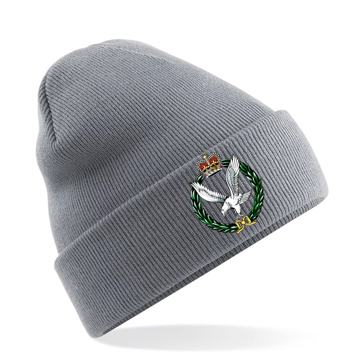 PSave Army Air Corps Insignia Mens Premium Embroidered Beanie Hat, Bob Hat British Army Military (Grey)