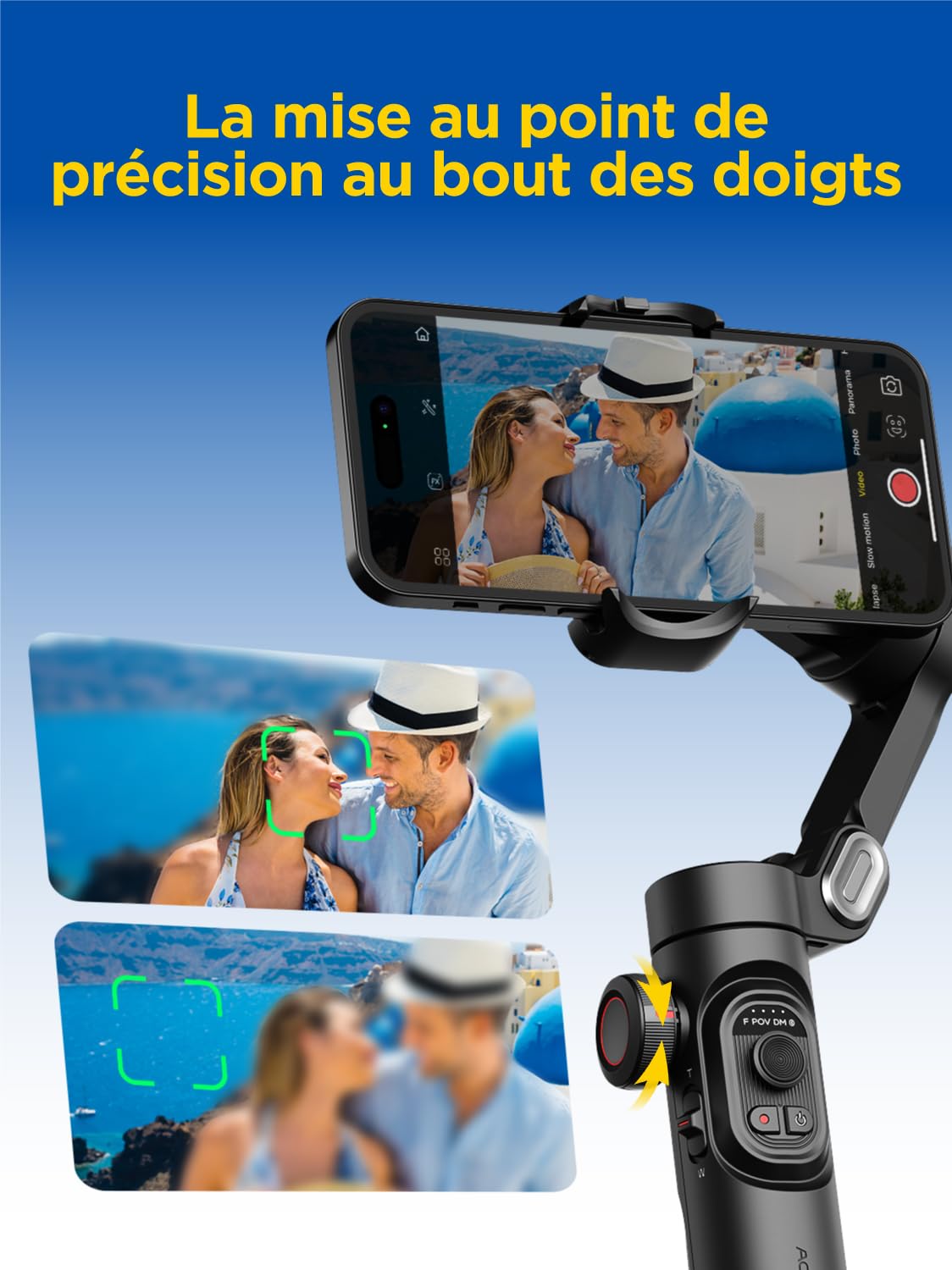 AOCHUAN Gimbal Stabilisateur pour iPhone, Smartphone avec Suivi Visage/Objet Gimbal pour iPhone 16 15 Pro Max/Android Stabilisateur Téléphone Portable 3 Axes pour Enregistrement Vidéo - Smart XE