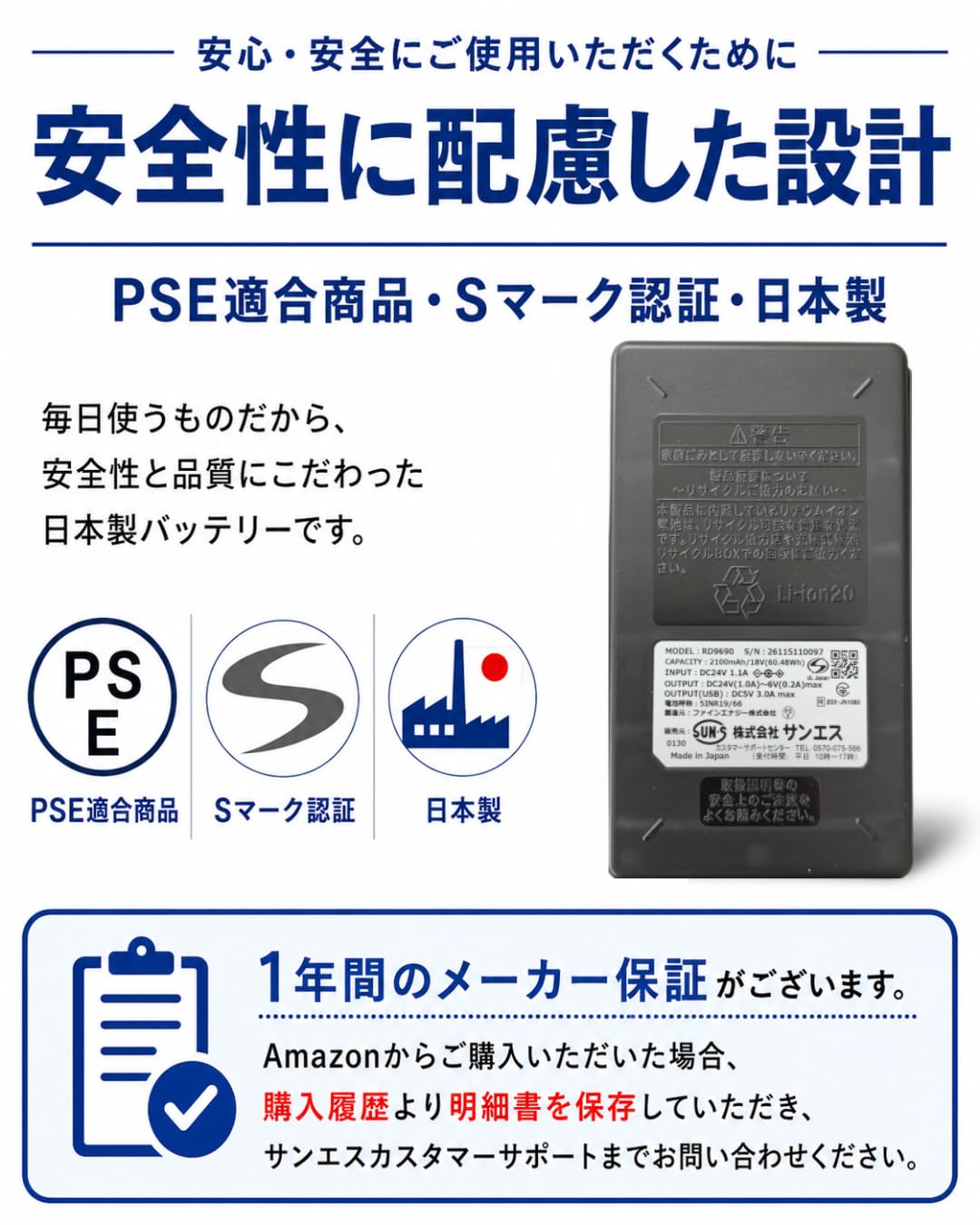 Amazon.co.jp: サンエス 空調風神服 ファンバッテリーセット ななめ