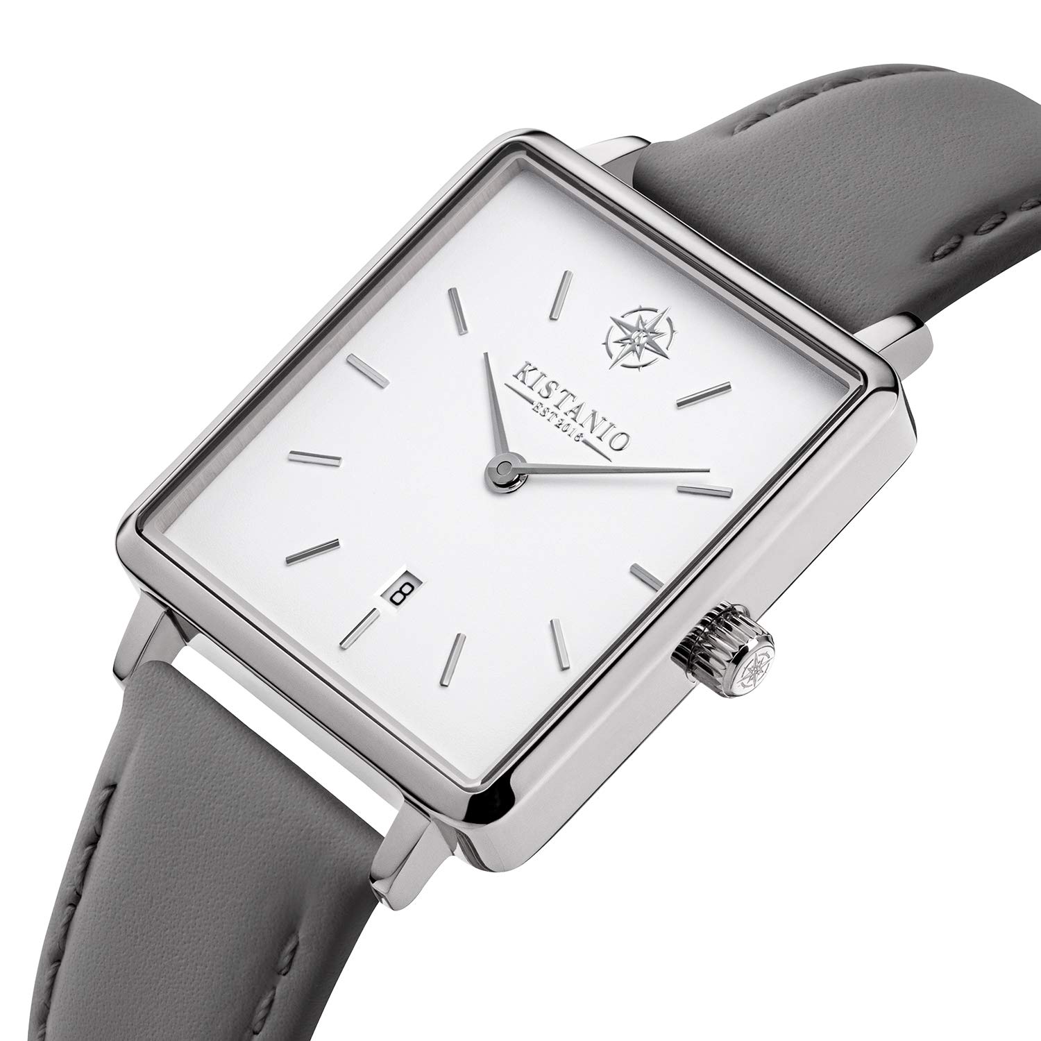 Carre SI-WH-M-L-GR - Reloj de pulsera para mujer con cristal de zafiro y correa de piel milanesa