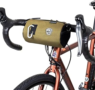GORIX(ゴリックス)フロントバッグ ロードバイク 自転車 小型 アウトドア コンパクト ふろんとばっぐ (KARA) ハンドルバッグ おしゃれ ミニベロ クロスバイク 自転車バッグ (オリーブｘブラック, Mサイズ)
