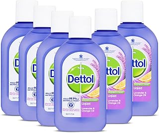 Dettol Disinfectant Liquid, Lavender and Orange Oil, Multipack of 6 X 500ml, Total 3L, Floor Cleaner Liquid, Wood Floor Cleaner Liquid, Alcohol Disinfectant, Antibacterial, Disinfectants