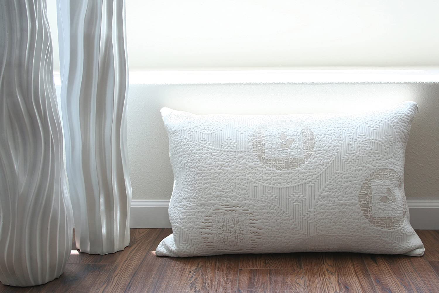 AC Pacific HERBALFUSION Green Tea Infused Standard/Queen Sized Memory Foam Pillow, Winter White