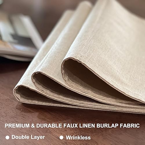 Miniatura 3 de Auscmu TC - Juego de 6 manteles individuales y manteles individuales de lino, colección de mesa estilo granja, gruesos de doble capa resistentes al