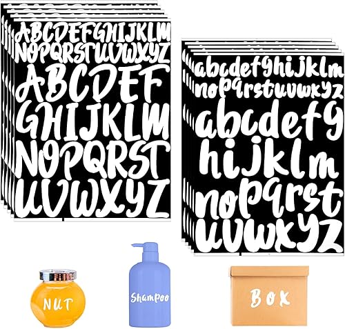 10 hojas de calcomanías de letras de vinilo impermeables, de 1 pulgada y 2 pulgadas, autoadhesivas, letras minúsculas, calcomanías para