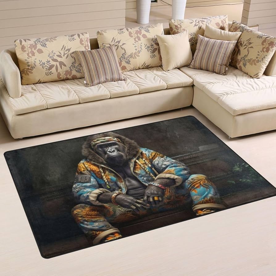 Amazon.com: YMGQYJ Street Gorilla Area Rug 31×20 in Washable
