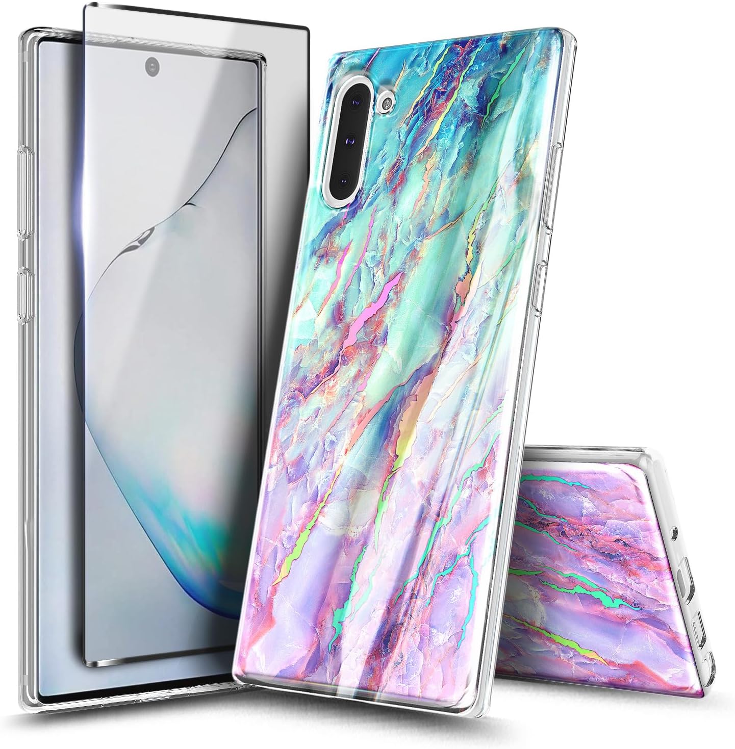 Designed for Samsung Galaxy Note-10 Case, Marble Nova | with Screen Protector (Maximum Coverage, Flexible TPU Film) | Ultra Slim Thin Glossy Stylish Protective Phone Cover - Image 5