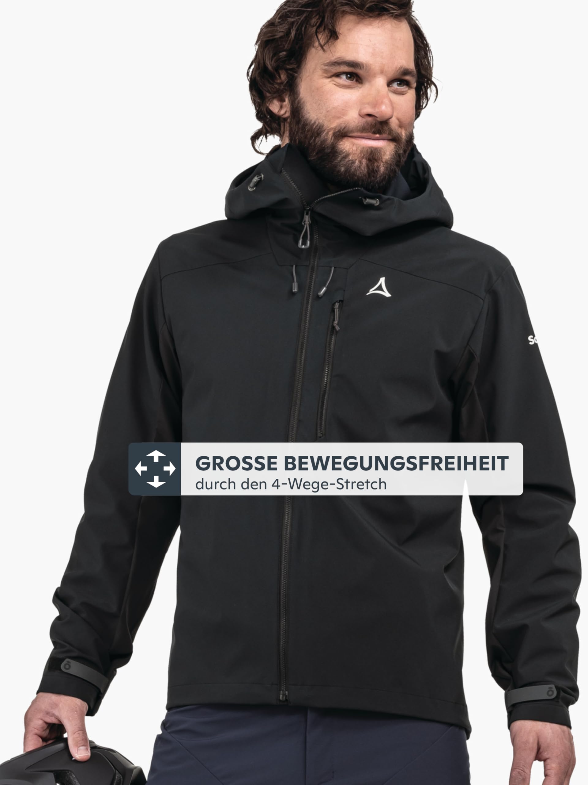Schöffel Herren Hybrid Jk Style Salza MNS, MTB Jacke mit helmtauglicher Kapuze, wasser- und windabweisende Fahrradjacke, leichte Jacke mit 4-Wege Stretch