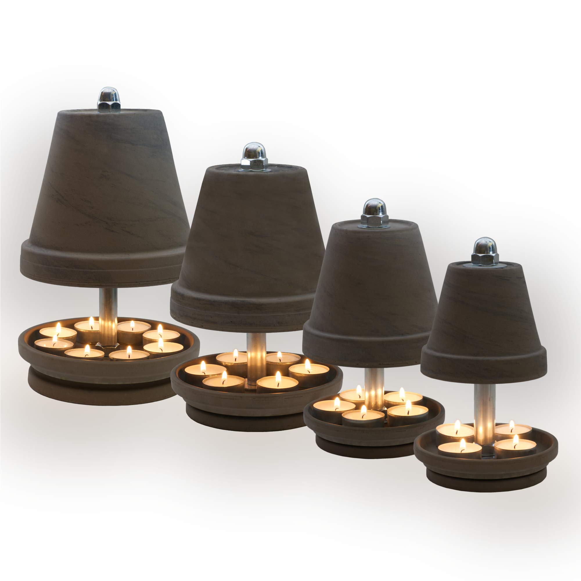NTS-Serie-Basalt- B-L-16 6 TEELICHTER, Teelichtlampe in Basalt-Grau/Schwarz von Hornet-Products Die Teelichtofen - Manufaktur