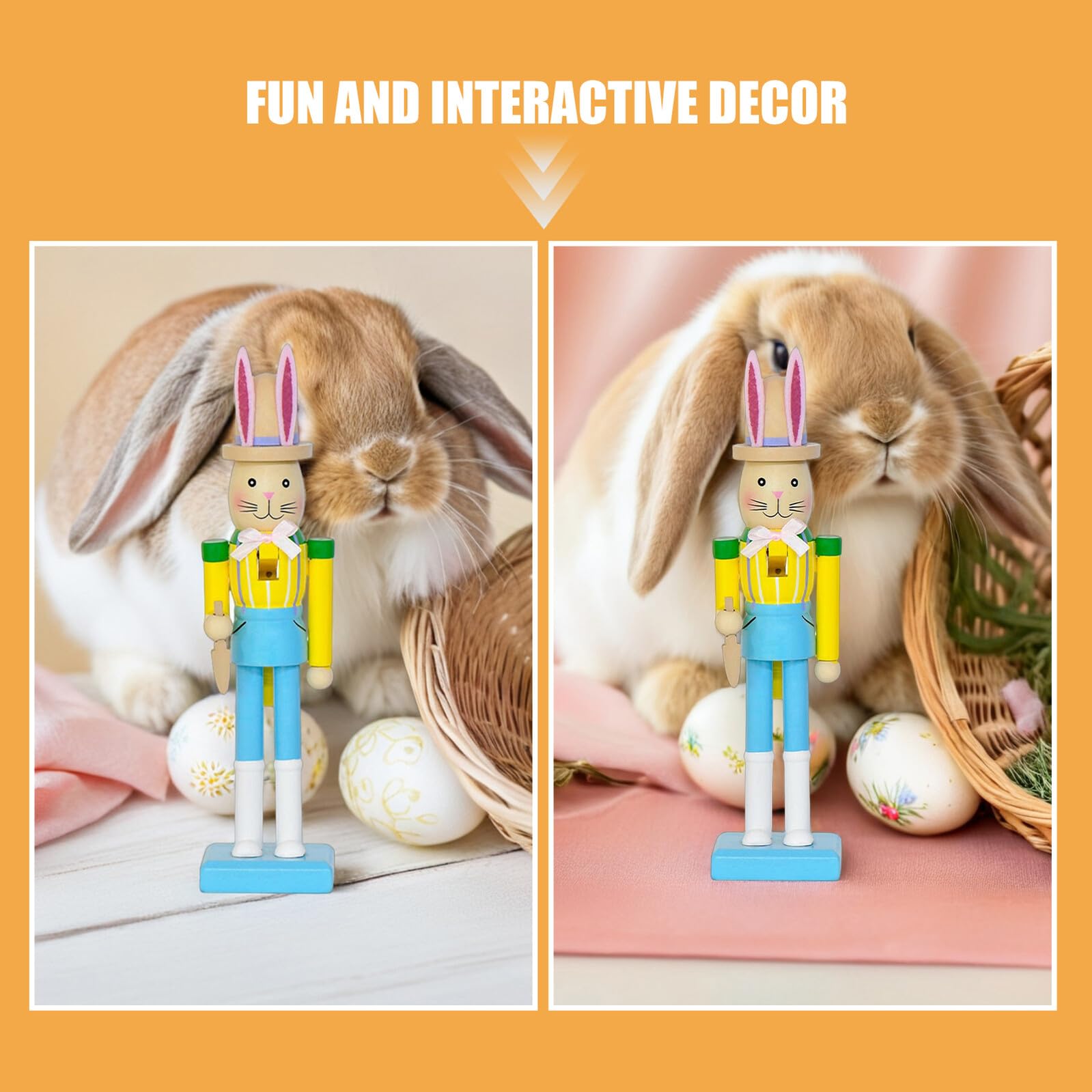 ABOOFAN 2 Stück Osterhasen Nussknacker Detailreiche Hasenfigur Fröhliche Osterdekoration für Tisch und Fest
