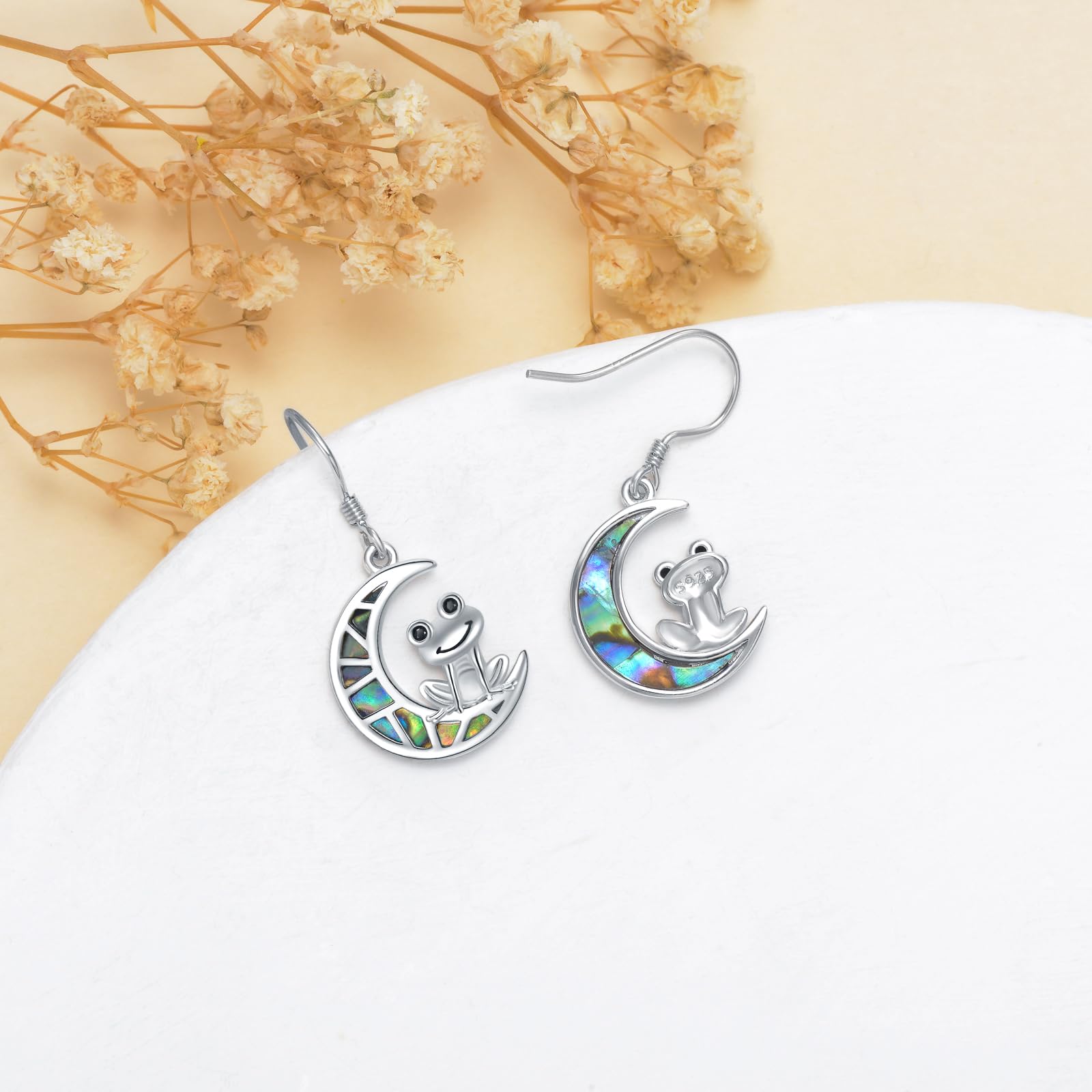 Bienen Ohrringe Geschenke für Frauen 925 Sterling Silber Mondstein Honig mit Biene Herz Ohrhänger Bienenstock und Biene Blume Leverback Ohrringe Schmuck