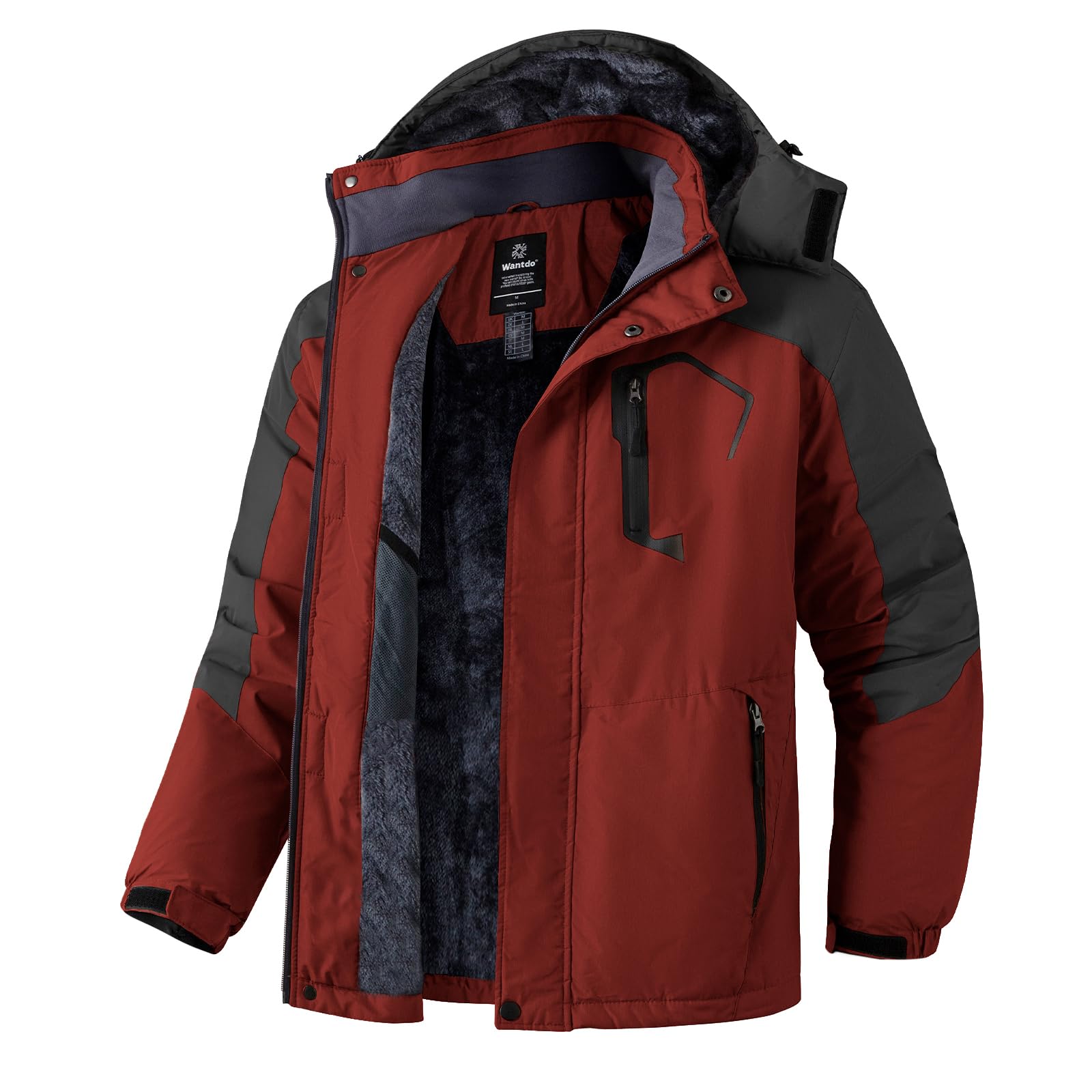 Wantdo Chaqueta de Esquí de Montaña para Hombre Abrigo de Invierno Impermeable con Capucha Cazadora de Snowboard Cálida Chaqueta al Aire Libre Antiviento Hombres — view 18