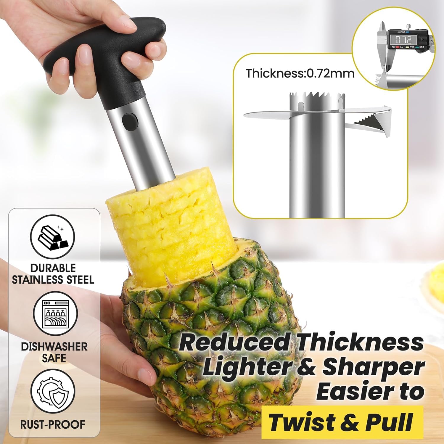 Pineapple Cutter and Corer Tool, Stainless Steel Pineapple Slicer Peeler, Easy Pineapple Core Remover Tool