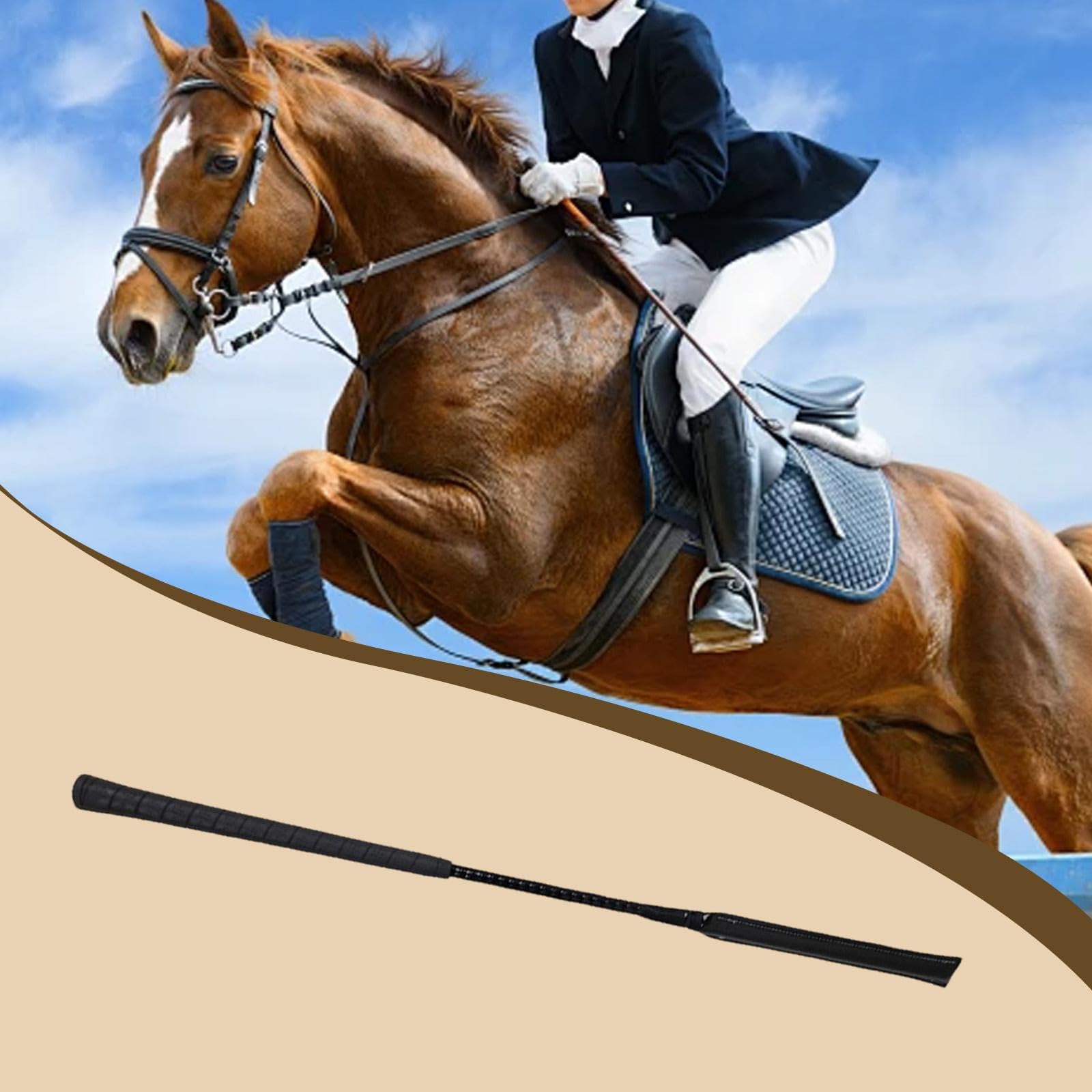 Frusta da Equitazione in PU per Addestramento Equestre, Portatile, in Microfibra, con Impugnatura Ergonomica, Adatta per Competizioni Equestri E Allen