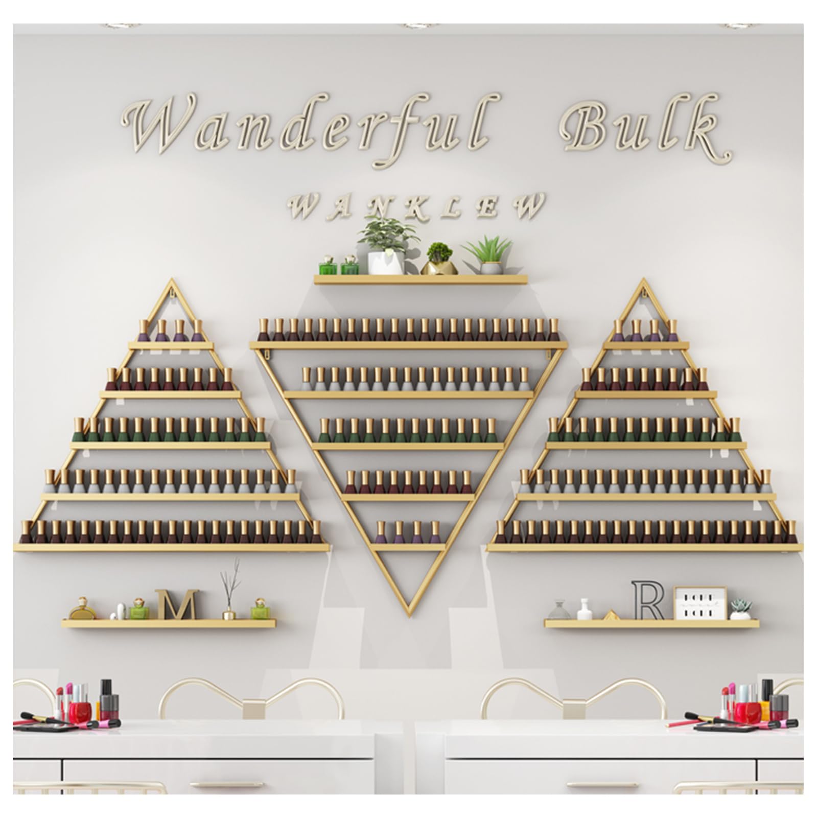 ZBJDX Triangle Nail Polish Display Rack Wall Mounted Nail Polish Organiser Aromatherapy Essential Oil Nail Polish Rack Multi-Functional