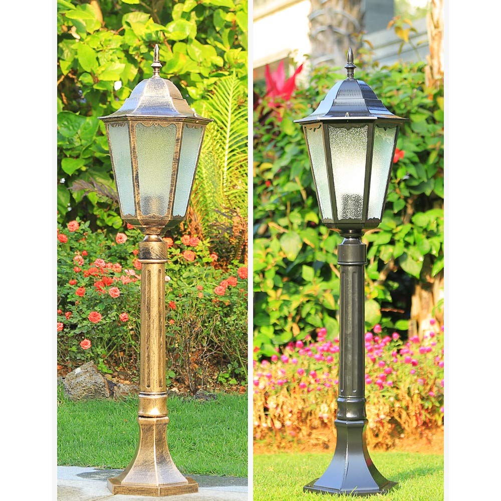 Lampadaire d'extérieur traditionnel E27 à tête unique pour l'extérieur IP65 en verre étanche à l'eau - Lumière européenne rétro en aluminium - Pour chemin