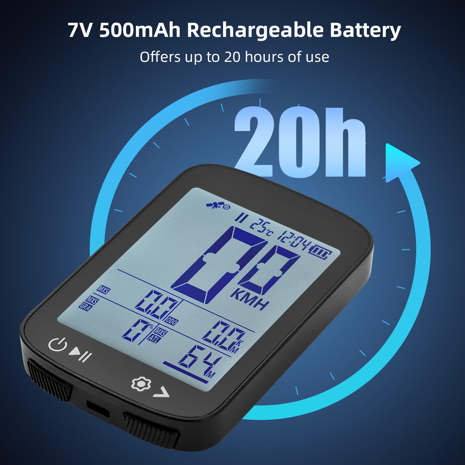 Ordinateur de vélo GPS sans Fil avec Affichage très Clair, positionnement 5 étoiles, Compteur kilométrique de vélo Rechargeable pour Les Amateurs de Cyclisme, Les
