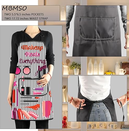 Miniatura 3 de MBMSO Delantales de maquillaje con bolsillos, delantal de maquillaje para artista, esteticista, regalo, cosmetología, regalo para estudiantes