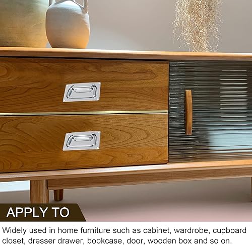 Miniatura 4 de METALLIXITY Mango empotrable con resorte (4.33 pulgadas), 1 unidad, mango rectangular de pintura en aerosol de hierro, para caja de herramientas de