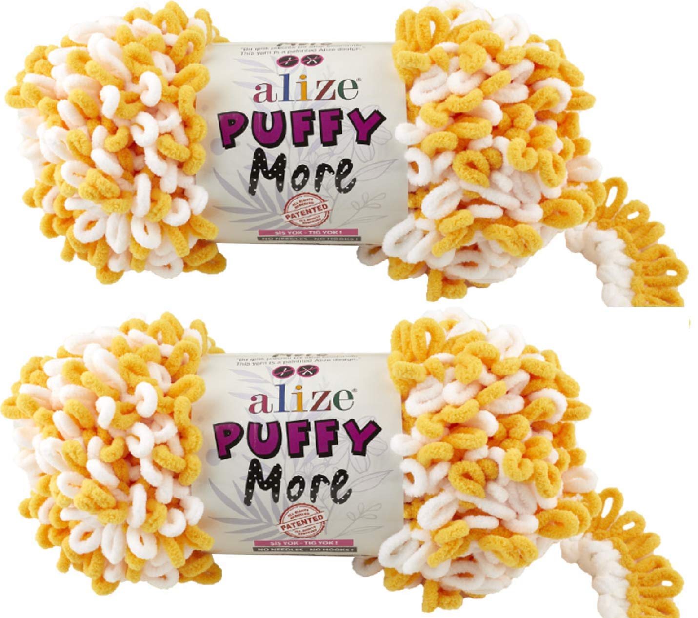 Alize Puffy More Yarn Loop Yarn Lot of 2skn 300gr 25yds 100% Micropolyester No Needles No Hooks Soft Yarn (6282)
