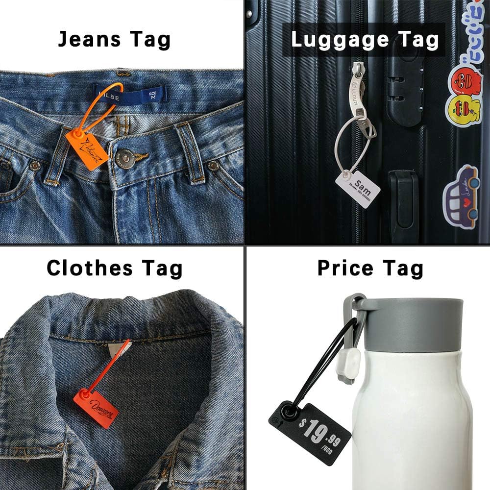 Pobsuier 100 Custom Hang Tag Plastic Garment Retail Security Clothing Bag Merchandise Shoe Product Logo Lables Tags 160mm/6.3"